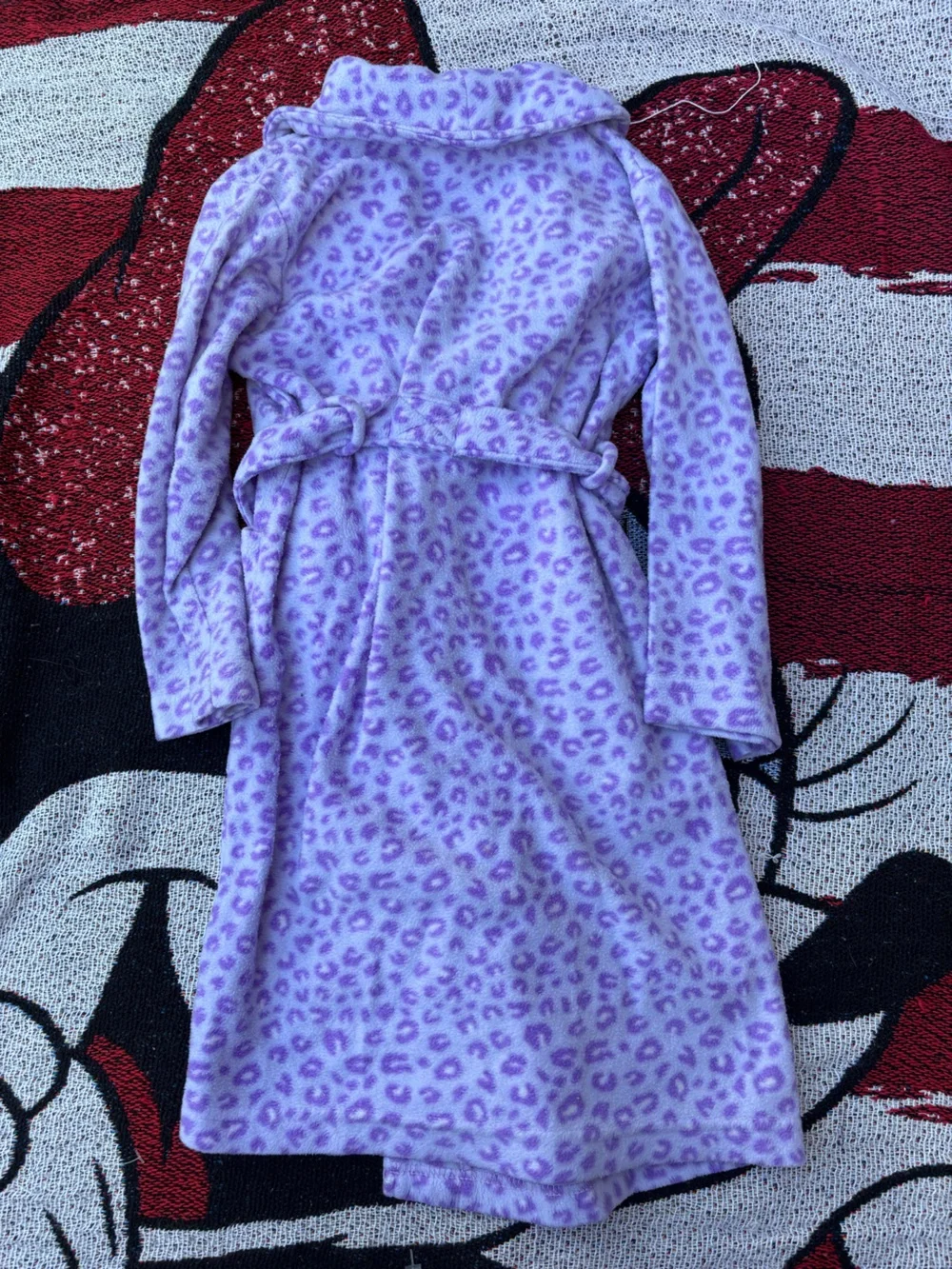 VINTAGE NICK JR Y2K DORA PURPLE LEOPARD PRINT FLEECE ROBE SIZE 4/5 GIRLS